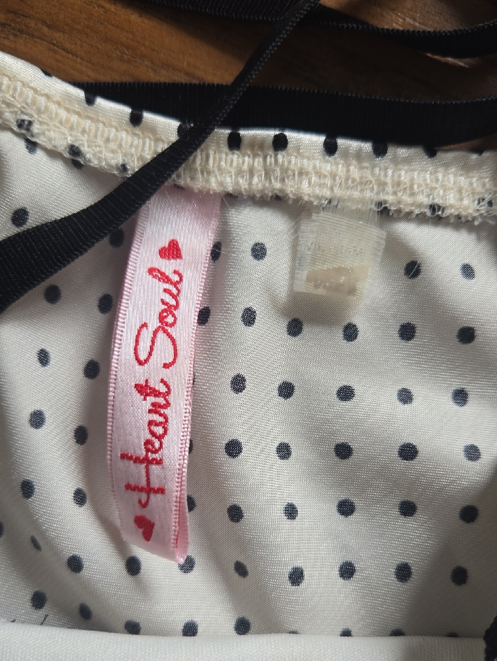 Heart Soul White Satin Polka Dot Cami with Black Sash Size M - Picture 4 of 7